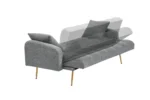 Stylish 69-Inch Grey Sofa Bed with Adjustable Design & Teddy Fleece Includes 2 Throw Pillows - Image 7