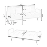Stylish 69-Inch Grey Sofa Bed with Adjustable Design & Teddy Fleece Includes 2 Throw Pillows - Image 9