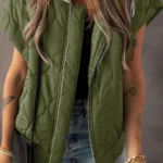 Harlow Quilted Hooded Zip Up Puffer Vest | Chic & Warm Outerwear with Drawstring Hood