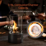 Tabletop Fire Pit - 6" Metal Fireplace with Glass for Indoor & Outdoor - Portable & Smokeless - Image 2