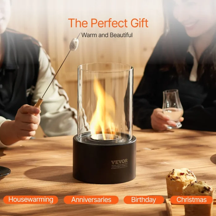 Tabletop Fire Pit - 6" Metal Fireplace with Glass for Indoor & Outdoor - Portable & Smokeless - Image 5