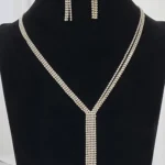 Exquisite Samira Diamante Necklace and Drop Earrings Set - Gold - Perfect for Special Occasions