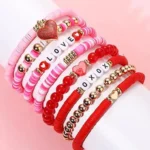 Valentine's Day LOVE XOXO Heart Shape Beaded Bracelet Set - Romantic & Trendy Jewelry Gift for Her