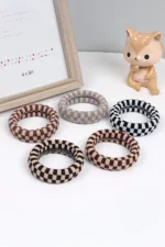 Stylish Checkered Print Nylon Elastic Hair Ties - Durable & Stretchy 5-Pack | Chic & Functional Hair Accessories - Image 3