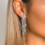 Exquisite Shooting Star Drop Earrings with Sparkling Diamante Embellishments - Versatile Jewelry for Any Occasion