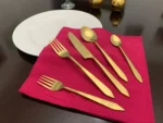 Elegant Taj Golden Stainless Steel Flatware Set - 20 Pieces | Luxurious & Durable