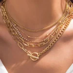 5pcs Layered Chain Collarbone Necklaces Set Elegant Rhinestone Adorned, Adjustable Fashion Jewelry for Women
