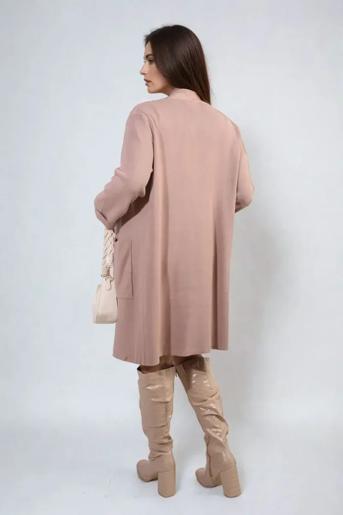 Wave Trim Knitted Cardigan with Front Pockets Cozy & Stylish Women's Sweater - Image 7