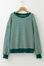 Angie Stripe Loose Drop Shoulder Long Sleeve Top - Trendy & Comfortable Women's Fashion | Versatile & Stylish - Image 3