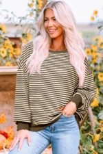 Angie Stripe Loose Drop Shoulder Long Sleeve Top - Trendy & Comfortable Women's Fashion | Versatile & Stylish - Image 10