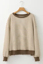 Angie Stripe Loose Drop Shoulder Long Sleeve Top - Trendy & Comfortable Women's Fashion | Versatile & Stylish - Image 11