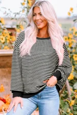 Angie Stripe Loose Drop Shoulder Long Sleeve Top - Trendy & Comfortable Women's Fashion | Versatile & Stylish - Image 13