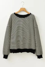 Angie Stripe Loose Drop Shoulder Long Sleeve Top - Trendy & Comfortable Women's Fashion | Versatile & Stylish - Image 14