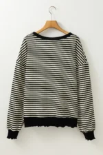 Angie Stripe Loose Drop Shoulder Long Sleeve Top - Trendy & Comfortable Women's Fashion | Versatile & Stylish - Image 15