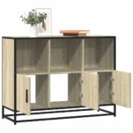vidaXL Sonoma Oak Sideboard - 100x35x76 cm | Elegant Storage with Durable Engineered Wood & Metal Frame