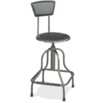 Safco Diesel High Base Stool with Back - Premium Black Leather Seat, Adjustable Height & 360 Swivel, Pewter Steel Frame - Ideal for Industrial, Educational & Institutional Use - Image 3