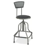 Safco Diesel High Base Stool with Back - Premium Black Leather Seat, Adjustable Height & 360 Swivel, Pewter Steel Frame - Ideal for Industrial, Educational & Institutional Use - Image 4