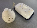 Handmade Ceramic Butter Dish and Sugar Bowl Set - Confetti Glaze | Microwave & Dishwasher Safe