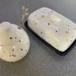 Handmade Ceramic Butter Dish and Sugar Bowl Set - Confetti Glaze | Microwave & Dishwasher Safe