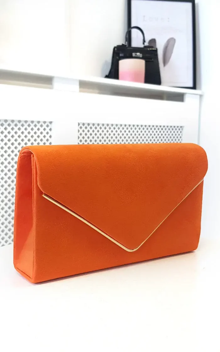 Elegant Faux Suede Envelope Clutch Bag with Detachable Gold Chain - Perfect for Parties & Events - Image 2