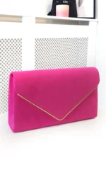 Elegant Faux Suede Envelope Clutch Bag with Detachable Gold Chain - Perfect for Parties & Events - Image 4