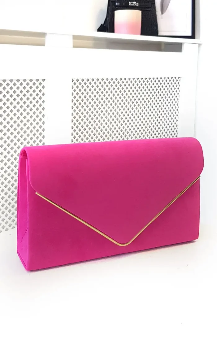 Elegant Faux Suede Envelope Clutch Bag with Detachable Gold Chain - Perfect for Parties & Events - Image 4