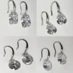 ROCK STARS CZ Stones Earrings - 925 Sterling Silver, Multiple Cuts (Emerald, Pear, Oval, Round)