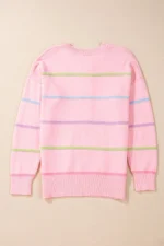Miriam Stripes Baggy Henley Sweater - Rainbow Stripes, Relaxed Fit & Casual Style - Image 7