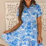 Lilly Floral Drawstring Waist Ruffled Dress - Elegant & Customizable Fit, Perfect for Any Occasion