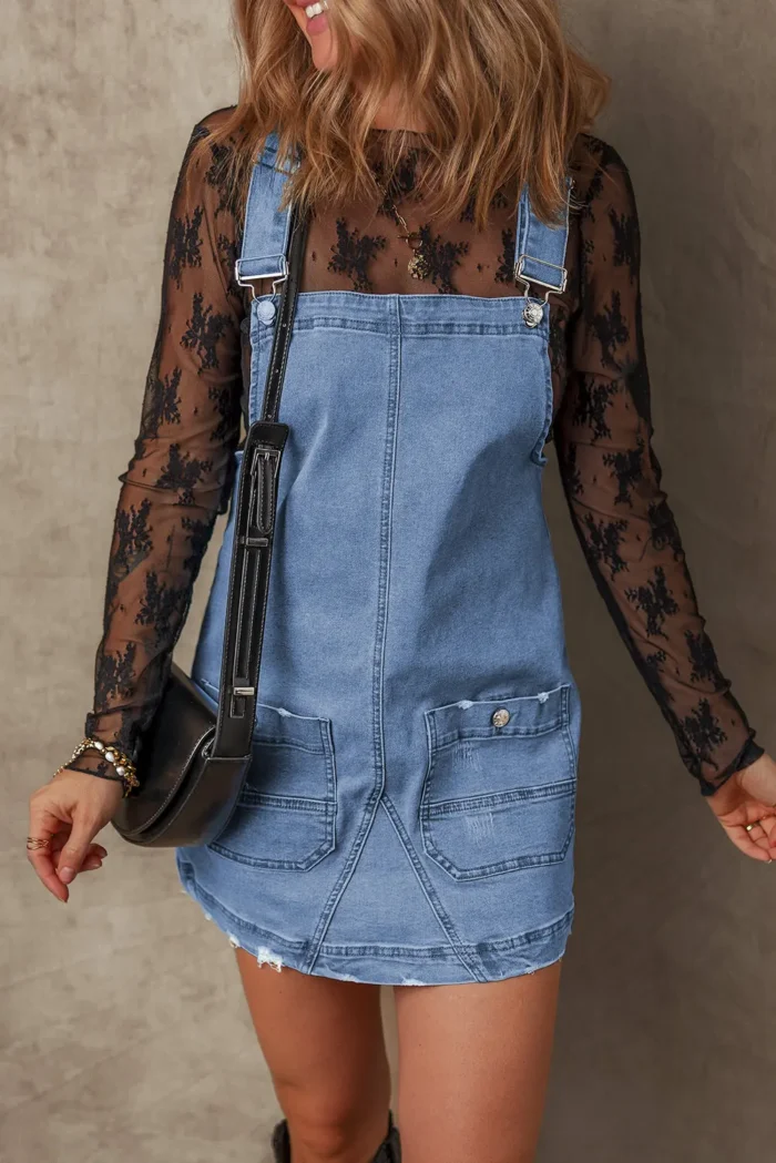 Ryleigh Pocketed Adjustable Straps Denim Overall Dress - Classic Mini Length - Image 1