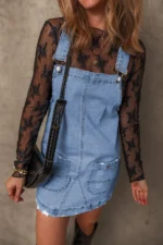 Ryleigh Pocketed Adjustable Straps Denim Overall Dress - Classic Mini Length - Image 4
