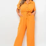 Chic Casual Tie Waist Short Sleeve Jumpsuit - Effortlessly Stylish & Comfortable Women's Fashion