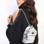 Francesca Leather Mini Backpack with Chain Strap - Fashionable & Functional Bag for Trendsetters