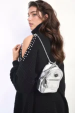 Francesca Leather Mini Backpack with Chain Strap - Fashionable & Functional Bag for Trendsetters