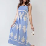 Smocked Sleeveless Flowy Tribal Print Summer Maxi Dress - Bohemian & Lightweight Beach Dress for Women