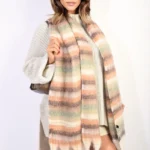 Erin Striped Oversized Chunky Scarf with Tassel - Ultra-Soft, Stylish & Cozy