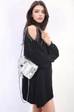 Francesca Leather Mini Backpack with Chain Strap - Fashionable & Functional Bag for Trendsetters - Image 3