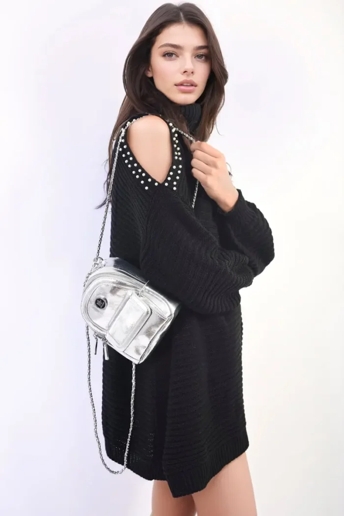 Francesca Leather Mini Backpack with Chain Strap - Fashionable & Functional Bag for Trendsetters - Image 3