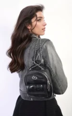 Francesca Leather Mini Backpack with Chain Strap - Fashionable & Functional Bag for Trendsetters - Image 4