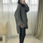 Cozy High Neck Oversized Long Sleeve Knitted Jumper Stylish Winter Knitwear