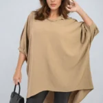 Chic Balloon Sleeve Oversized Top - Stylish & Comfortable Women's Blouse