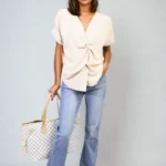 Effortlessly Chic V-Neck Twist Front Top Perfect for Any Occasion