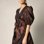 Power Bordeaux Red Wrap Dress | Elegant Office & Evening Wear by Le Reussi