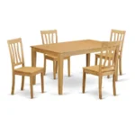 5 PC Dinette Set - Elegant Rubberwood Kitchen Table and 4 Dining Chairs, Warm Oak Finish - Durable and Stylish Dining Room Furniture - Image 2