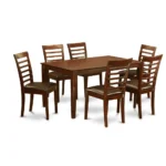 Elegant 7-Piece Dining Set - Modern Mahogany Table with 6 Faux Leather Chairs - Image 3