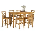 Elegant 7-Piece Pub Table Set - Solid Wood Dining Table & 6 Oak Finish Bar Stools - Image 2