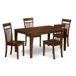 Elegant 5-Piece Dining Room Set | Solid Wood Table & 4 Kitchen Chairs in Mahogany Finish - Image 2