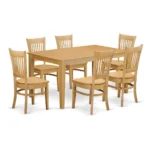 Elegant 7 Piece Dining Room Set - Solid Wood Dining Table & 6 Chairs in Oak Finish | Robust & Stylish - Image 2