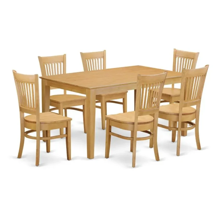 Elegant 7 Piece Dining Room Set - Solid Wood Dining Table & 6 Chairs in Oak Finish | Robust & Stylish - Image 2