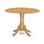 3 Pc Kitchen Table Set - Oak Dining Nook with 2 Chairs - Compact Drop Leaf Round Table for Small Spaces - Image 3